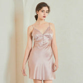 Silk Nightgown - Open Back High End Short Sleepwear - LANI SILK